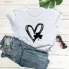 Ebay Sitio Independiente de Comercio Exterior Estampado de Trébol en Forma de Corazón Moda Suelta Suéter Camiseta de Manga Corta Ropa para Mujer