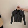 Chaqueta de Punto Cardigan para Niña Estilo Coreano Otoño 2026 Nuevo Versátil Pantalones de Pierna Ancha con Cordones Top de Manga Larga
