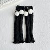 Calcetines Nuevos de Punto con Pompones de Patrón de Diamante para Mujer, Calentadores de Piernas Blancos de Media Pantorrilla, Calentadores de Piernas de Punto Trenzado de Color Sólido