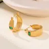 INS Pendientes de hilo de tendencia retro europea y americana nicho no se decoloran oro de 18k incrustado cuadrado blanco circón pendientes de costilla
