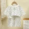 Conjunto de Pijama de Verão para Crianças Mais Vendido Roupa de Casa Manga Curta Meninos e Meninas Algodão Nuvem Fino Ar Condicionado Conjunto Calça Média Pijama Casual
