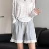 Pantalones de Mujer Embarazada 2025 Verano Nuevos Shorts con Cordón Finos Pantalones de Cuero de Leche Moda Casual A- palabra Tooling Shorts de Mujer Embarazada