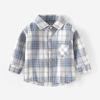 Camisa para Niños Top de Franela a Cuadros Primavera y Otoño Casual Algodón Versátil de Manga Larga con Cuello Camisero Prenda Base para Niños y Niñas