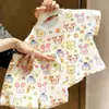 Nuevos Conjuntos Lindos de Dibujos Animados de Verano con Estampados Florales para Niños y Niñas, Elegantes Conjuntos de Dibujos Animados 2026 para Niños