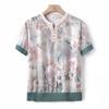 Mujeres de mediana edad y mayores 50 años Verano Tejido de punto Prendas de punto Manga corta Nuevos Tops 2025 Ropa para madres Camiseta casual holgada