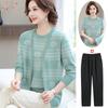 Conjunto de Primavera 2026 para Mamá Nuevo Estilo Tejido Conjunto de Dos Piezas Tops Elegantes para Mujeres de Mediana Edad y Mayores Chaqueta Cardigan de Primavera y Otoño