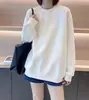 Sudadera con Capucha Casual de Manga Larga Blanca para Mujer 2026 Primavera Otoño Nuevo Estilo Perezoso Holgada de Longitud Media Chaqueta Casual