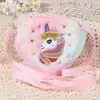 Bolsa de Ombro Infantil Fofa Transversal de Inverno Desenho Animado Porta-Moedas Jardim de Infância Meninas Unicórnio de Pelúcia Redonda