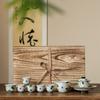 Juego de té pintado a mano puro, ligero, de lujo, vintage, con tapa, taza de té, caja de regalo, juego de té de kung fu de cerámica para el hogar, regalo para regalar.