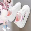 Tênis Brancos para Meninas, Sapatos Casuais Infantis Estilo Coreano, Sapatos Baixos para Alunos do Ensino Fundamental, Tênis Casuais Esportivos para 6-15 Anos