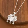 Colar com Cadeado de Segurança em Prata Pura 990 para Mulheres, Novo Estilo Chinês Pingente de Cadeado Vazado em Prata Pura, Cadeado da Longevidade, Corrente para Clavícula Retro de Luxo Leve