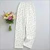 Pantalones de Pijama Buersucker para Mujer talla extra Cintura media-alta Delgados Pantalones para Casa Pantalones de Pijama Sueltos para Mujer talla extra Florales