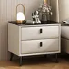 Mesita de noche de pizarra estilo italiano, pequeño armario de almacenamiento para dormitorio de cuero con diseño de pata de gato de lujo ligero, armario de almacenamiento de mesita de noche moderno minimalista de 50 cm