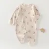Macacão de bebê para primavera e outono, roupas para recém-nascidos de meninos e meninas, macacão de algodão puro estilo outono, pijama, conjunto de outono para bebê