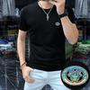 Camiseta de manga corta para hombre, moda de verano, algodón mercerizado, moderna, elegante, cuello redondo, seda helada, media manga, informal.