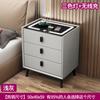 Mesa de Noche Inteligente Madera Maciza Moderna Celebridad de Internet Simple Multifuncional Lujo Ligero Carga Inalámbrica Bloqueo de Huella Digital Mesa de Noche para Dormitorio