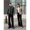 Calça Boca de Sino Retro Preta Tendência Nova para Homens, Versão Estendida para Calças Altas Cleanfit, Jeans Macio para Homens