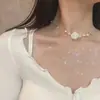 Colar de Pérolas Levemente Luxuoso para Mulheres, Design de Nicho Estilo Ins, Corrente de Clavícula com Borla em Forma de Coração, Corrente de Clavícula Versátil de Borboleta