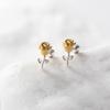Nuevos Aretes de Rosa Estilo Francés Tridimensional con Separación de Color Estilo Ins Pequeños y Dulces Estudiantes Exquisitos Accesorios para Orejas de Mujer