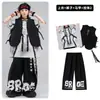 Ropa moderna para niños de street dance hip-hop para niños chaleco negro y gris holgado de manga corta conjunto de atuendo de actuación disfraz de actuación hip-hop para niños