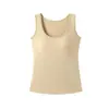 Oferta Especial Camisola de Viscosa Tencel con Esencia de Orquídea Otoño/Invierno para Mujer, Estilo Nuevo con Copas Integradas, Chaleco Cálido de Lana, Ligero, Color Sólido, Capa Base