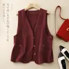 Tiro real 2026 Primavera Retro Gabardina Sin Mangas Ropa de Trabajo Chaleco para Mujer Holgado Color Sólido Cárdigan Chaleco de Cuello en V
