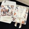 Hoja de Arce Simple Delgado Nuevo Japonés Verano Hogar Manga Larga Pantalones Pijama traje Ropa de Casa para Mujer Pijama Venta al por Mayor