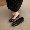 Zapatos de Ballet Rojos Estilo Francés con Tacón Oculto para Uso en Exteriores, Nuevos Zapatos de Solapa Poco Profunda con Lazo Individual para Mujer 2025