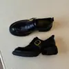 Versión de Piel de Vaca Estilo Old Money Hebilla Mocasines Mujer Otoño Suela Gruesa Slip-ons Zapatos Individuales 2026 Estilo Nuevo Tacón Grueso Zapatos Pequeños de Piel