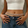 Cadena de Cintura de Moda de Alta Gama con Cadena Corporal Geométrica de Mezclilla con Diamantes Completos Estilo Nuevo Transfronterizo para Mujer