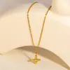 Colar Zircônia com Laço Exclusivo de Nicho, Moderno e Luxuoso, Versátil Pingente Trevo de Quatro Folhas Corrente Clavícula Joias