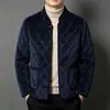 Outono/Inverno 2026 Novo Casaco Masculino de Veludo Cotelê Acolchoado com Diamante Espesso de Algodão Casaco de Veludo de Milho de Algodão Roupa Exterior