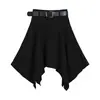 Saia Midi Irregular com Cinto Feiyuan para o Dia a Dia Primavera/Verão Cintura Alta Cor Sólida Saia de Verão com Acabamento de Luxo