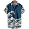 Estilo Étnico Nueva Camisa Hawaiana de Verano Patrón de Grulla en Spray Impresión 3D Top de Moda para Hombres