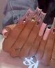 Colección Popular de Pegatinas para Uñas de Comercio Exterior, Estilo Francés Europeo y Americano Uñas Postizas de Chica Popular, Uñas Cuadradas Largas Usables con Pedrería