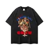 Camiseta Estampada Oversize Street Anime Mangá Roupas Masculinas Mangá Japonês Algodão Solto Manga Curta Masculina e Feminina Transfronteiriça