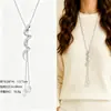 Cadena para Suéter de Collar Largo Geométrico, Accesorio de Lujo de Alta Gama, Versátil y de Moda, Colgante de Perla para Otoño e Invierno