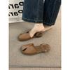 Sandalias de Viaje Baotou Color Marrón Brisa Nocturna Ropa Exterior para Mujer 2025 Verano Retro Francés Estilo Hada Mary Jane Zapatos Romanos