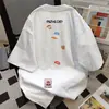 Nuevo diseño estilo americano lindo y divertido camiseta de manga corta color albaricoque para mujer, verano algodón puro holgada casual nicho top
