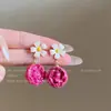 Flores Florescem Eternamente~Brincos de Pérola com Flor de Rosa Estilosos e Delicados para Mulheres, Temperamento Doce e Fresco, Brincos de Alta Qualidade