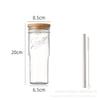 Vaso para helado de Amazon bebida fría jugo Vaso para agua de coche de doble sección vaso con pajita bambú Vaso Mason con tapa