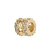 Acessórios de Cristal Banhado a Ouro 14K Preto Fosco Furo Grande Contas Espaçadoras de Zircônia Pulseira Colar DIY Feito à Mão Acessórios Miçangas Joias