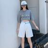 Llegada Nueva Verano 2025 Pantalones Vaqueros Casuales Bordados No Elásticos Shorts para Mujer Azul Meteoro y Blanco Chenille