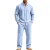 Conjunto de camisa de manga comprida e calça masculinas da moda casual, de corte solto, cor sólida, novo, europeu e americano, transfronteiriço da Amazon