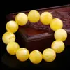 Pulsera de cera de abejas amarilla con aceite de pollo y miel blanca nueva para hombres y mujeres, cuentas redondas de barril, pulsera de cera de abejas antigua, cuentas de Buda, regalo de cumpleaños