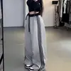 Pantalones Casuales de Estilo Americano High Street Transfronterizos de Verano y Otoño 2026 con Tres Rayas Laterales, de Cintura Alta, Sueltos, Rectos, Pierna Ancha
