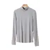 Blusa Base Yu Zhaolin Lisa Gola Meia-Alta para Mulheres Outono/Inverno Camada Interna Emagrecedora de Alta Qualidade Pode Ser Usada por Fora Ajustada Manga Longa Top de Outono