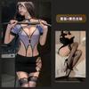 Sexy lingerie policial uniforme cos conjunto terno sexy alça oca secretário saia de quadril perspectiva quente decote em V