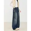 Jeans de Guadaña con Diseño Retro para Mujer, Tendencia Otoño e Invierno Versátiles Nuevos Holgados de Pierna Ancha Pantalones de Guadaña