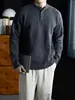 Artesanía Exquisita Cuello Henley Clásico Suéter Cálido para Hombre, Manga Larga, Cómodo, Holgado, Camisa Básica Casual para Otoño e Invierno